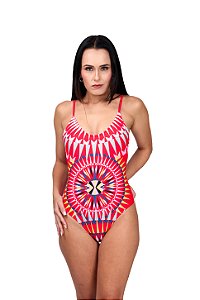 Maiô Vermelho Estampado Mandala