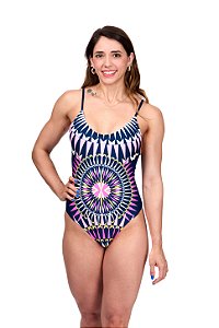 Maiô Azul Marinho Estampado Mandala