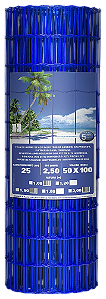 Tela Soldada Revestida Fio 2,5mm - Malha 100X50mm- Rolo de 25m - Azul