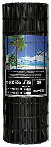 Tela Soldada Revestida Fio 2,5mm - Malha 100X50mm- Rolo de 25m - Preto