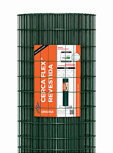 Tela Soldada Revestida Fio 2,5mm - Malha 100X50mm- Rolo de 25m - Revestida Verde