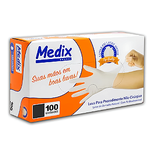 LUVA LÁTEX C/ PÓ (TAMANHO M) - CX C/100