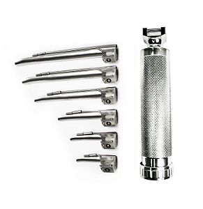 KIT LARINGOSCÓPIO (CABO AD/INF)+ 6 LAMINAS RETAS 00,0,1,2,3,4)