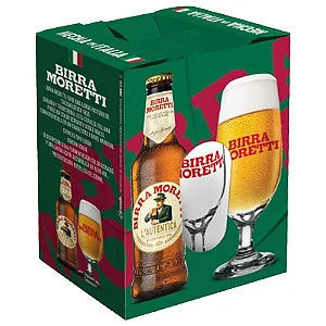 Kit Birra Moretti 4 Long Neck + Taça