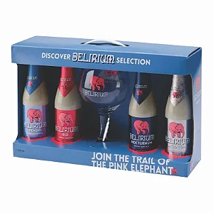 Kit Cerveja Delirium Discovery  4 Long Neck + Taça