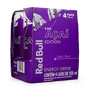 Pack 4un Energético Red Bull Açaí Edition Lata 250ml