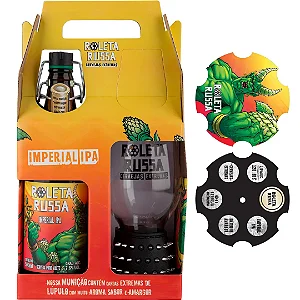 Kit Cerveja Roleta Russa Imperial IPA 500ml + Copo Bracelete