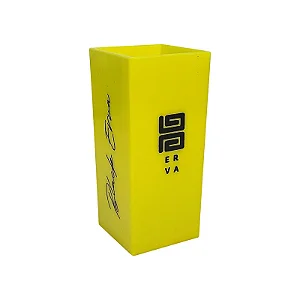 Copo de Plástico Black Erva Quadrado Amarelo Fluor 350ml