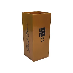 Copo de Plástico Black Erva Quadrado Dourado 350ml