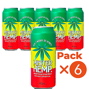 Pack 6un Energético Mister Hemp Bomba Original Lata 473ml