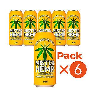 Pack 6un Energético Mister Hemp Fininho de Maracujá Lata 473ml