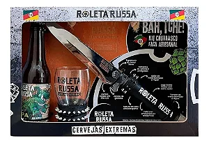 Kit Cerveja Roleta Russa Churrasco Faca Inox + Copo + Easy IPA