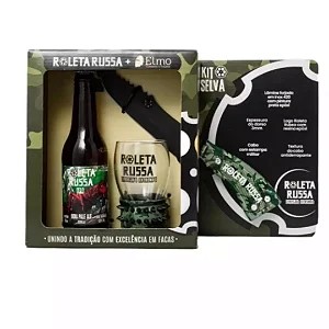 Kit Cerveja Roleta Russa Selva Faca Camuflada + Copo + IPA