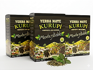 Kit Erva Yerba Mate Kurupi Menta e Boldo 3un