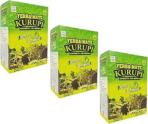 Kit Erva Yerba Mate Kurupi Menta e Limão 500gr 3un