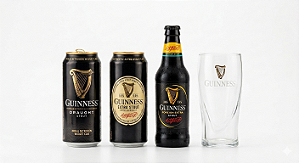 Kit3 Cerveja  Guinness 1 Draught  1 Extra Stout 1 Foreign Extra  + Copo