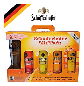 Kit Cerveja Schofferhofer 4 Latas Garrafas 500ml + Copo Weizen