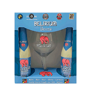 Kit Cerveja Delirium Tremens 2 Long Neck + Taça