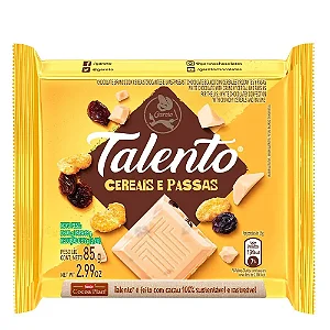 Chocolate Talento  Cereais e Passas  85g