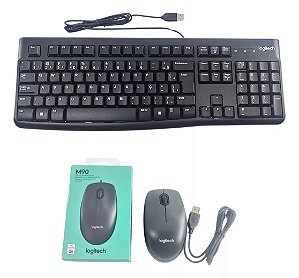 Kit Teclado e Mouse USB Logitech ABNT2
