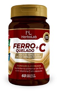 FERRO QUELADO + VITAMINA C -  60 CAPS - SUPER CONCENTRADO