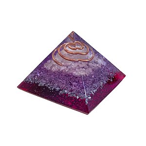 Orgonite Pirâmide Do Amor Quartzo Rosa e Cristal 3 Cm