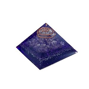Orgonite Pirâmide Transmutação Ametista  7cm Raio Violeta