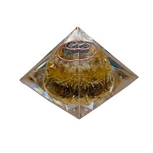 Orgonite Pirâmide Abundância Alecrim Pirita e Citrino 7cm