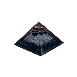 Orgonite Pirâmide Turmalina Negra E Cristal 4cm
