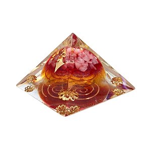 Orgonite Piramide 3o Raio Rosa Mestra Rowena Quartzo Rosa 6cm