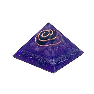 Orgonite Pirâmide Transmutação Turmalina Negra Ametista 4cm