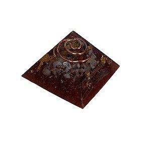 Orgonite Pirâmide Sucesso Olho de Tigre Citrino e Ouro 4cm