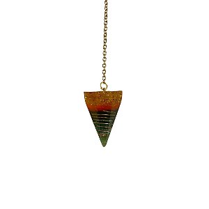 Pêndulo Orgonite Cura Arcanjo Rafael Esmeralda com Ouro 3cm