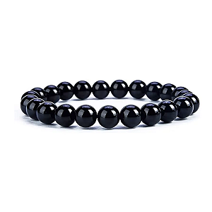 Pulseira Ônix Preta 8mm Pedra Natural Proteção Unisex