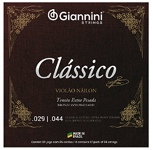 ENCORDOAMENTO PARA VIOLÃO CLASSÍCO NÁILON GIANNINI EXTRA TENSÃO PESADA