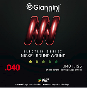 ENCORDOAMENTO PARA CONTRABAIXO 5 CORDAS AÇO 040/125 NICKEL GIANNINI