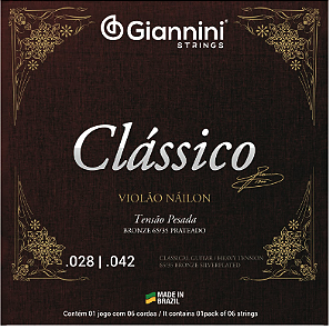 ENCORDOAMENTO PARA VIOLÃO CLASSÍCO NÁILON GIANNINI TENSÃO PESADA