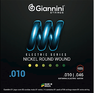ENCORDOAMENTO PARA GUITARRA 0.10/0.46 NICKEL SERIES GIANNINI