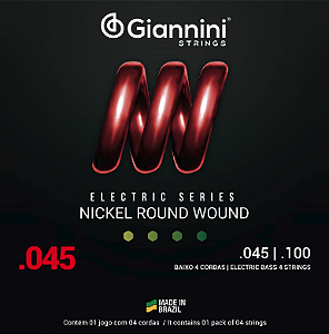ENCORDOAMENTO PARA CONTRABAIXO 4 CORDAS AÇO 045/100 NICKEL GIANNINI