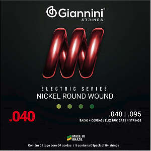 ENCORDOAMENTO PARA CONTRABAIXO 4 CORDAS AÇO 040/95 NICKEL GIANNINI