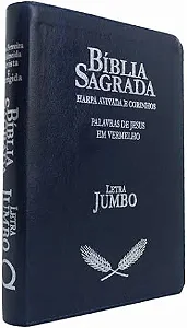 BIBLIA JUMBO COM HARPA ZIPER PJV AZUL EDIFIQUE
