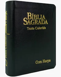 BIBLIA RC LETRA GRANDE COM HARPA  E CORINHOS PEQUENA TEXTO COLORIDO  ZIPER PRETA