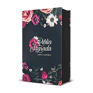 BÍBLIA RC ECONÔMICA LETRA GIGANTE CAPA DURA COM HARPA E CORINHOS FLORES PINK