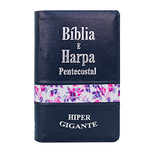 BÍBLIA SAGRADA LETRA HIPER GIGANTE  RC COM HARPA E ZIPER AZUL