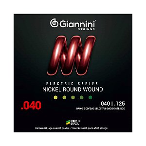 ENCORDOAMENTO PARA CONTRABAIXO 5 CORDAS AÇO 040/125 NICKEL GIANNINI