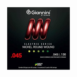 ENCORDOAMENTO PARA CONTRABAIXO 5 CORDAS AÇO 045/130 NICKEL GIANNINI