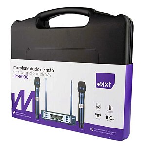 MICROFONE DUPLO SEM FIO PLL 100 CANAIS UHF-9000 MXT