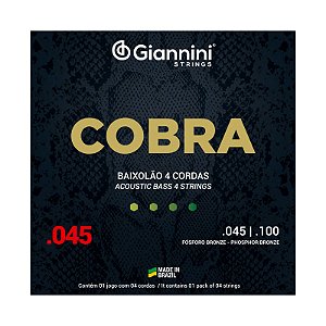 ENCORDOAMENTO PARA BAIXOLÃO 4 CORDAS AÇO 045/100 COBRA FÓSFORO BRONZE GIANNINI
