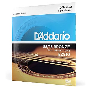 ENCORDOAMENTO PARA VIOLÃO AÇO 0.11/0.52 LIGHT GAUGE EZ910 DADDARIO