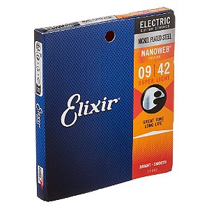 ENCORDOAMENTO 009 SUPER LIGHT P/GUITARRA 12002 ELIXIR NANOWEB